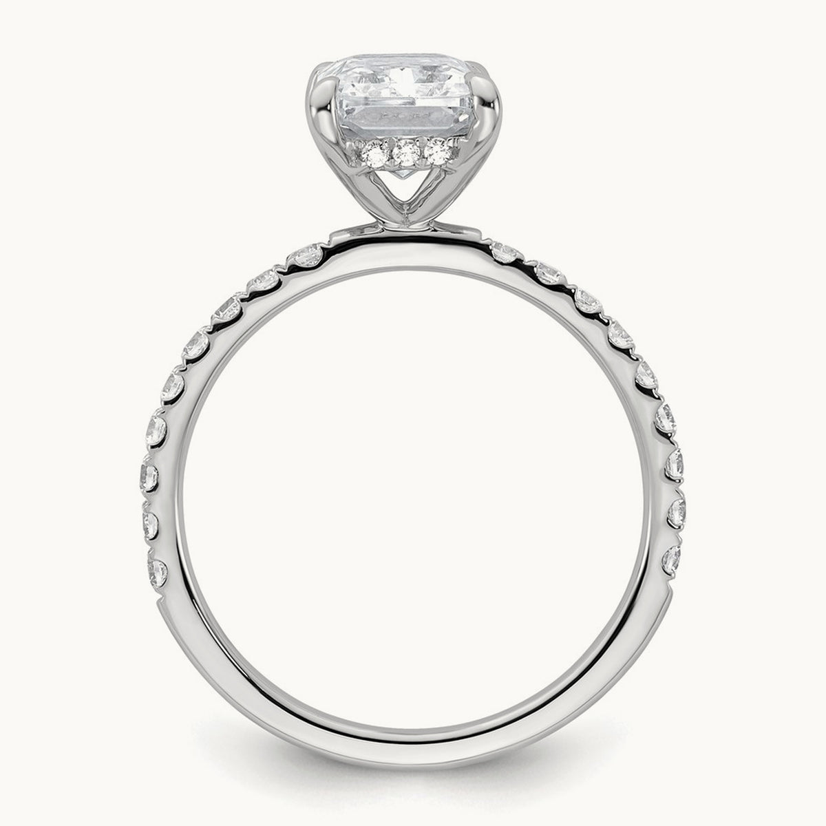 Solitaire with Flair Engagement Ring, 1.25-2.25 ct tw Lab-Grown Diamond — 2 3/8 ct, 14K White Gold