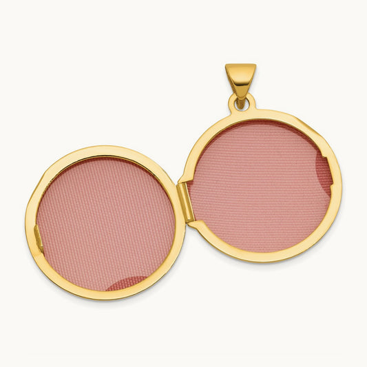Our Circle Of Love.. Black Oil Reversible Round Locket, 20mm, 14K