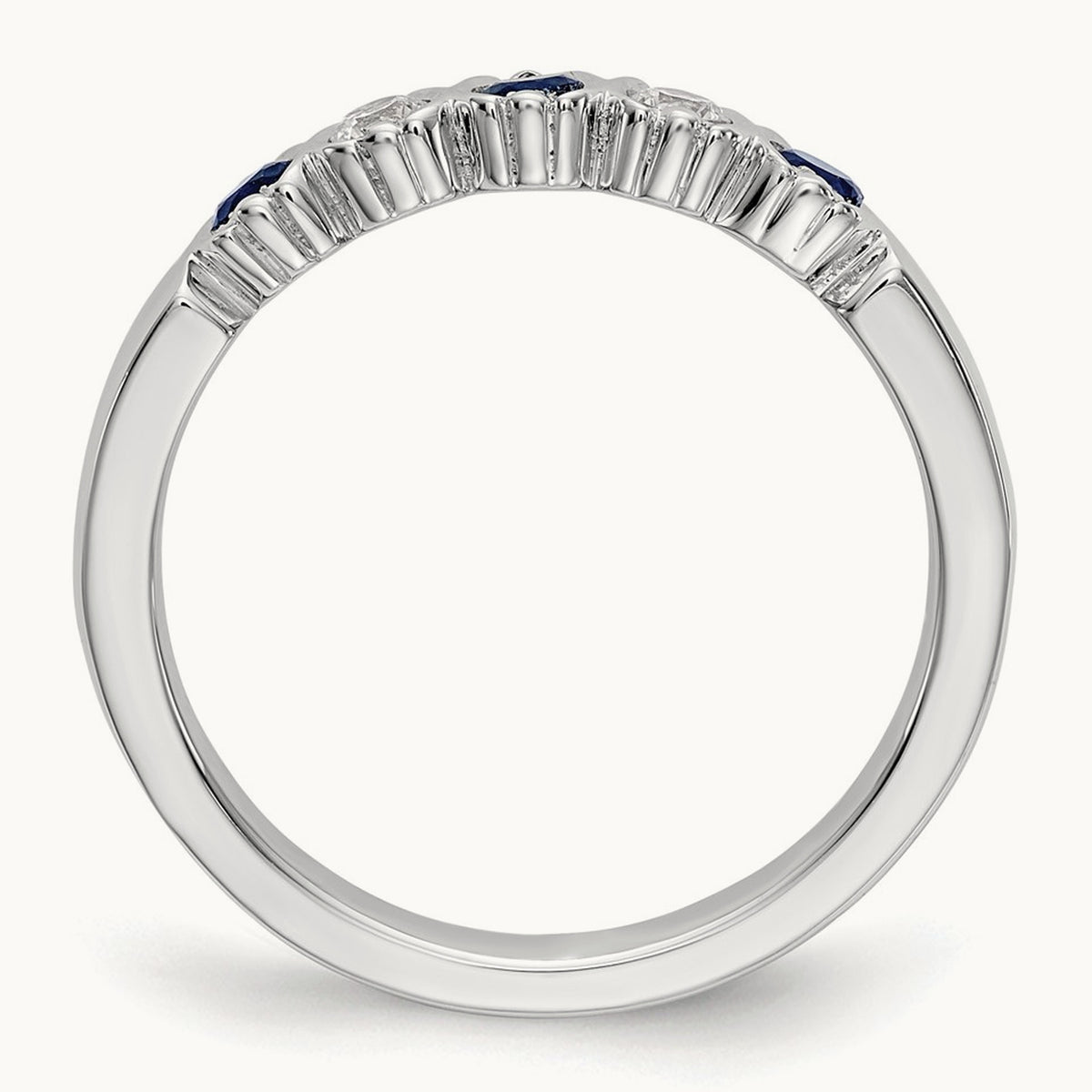 Diamond with Sapphire Band — 14K White Gold, 7