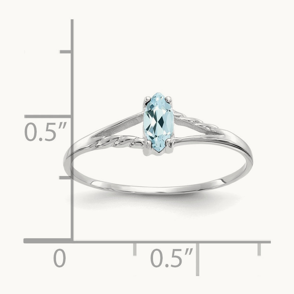 Aquamarine Birthstone Ring, 14K White Gold