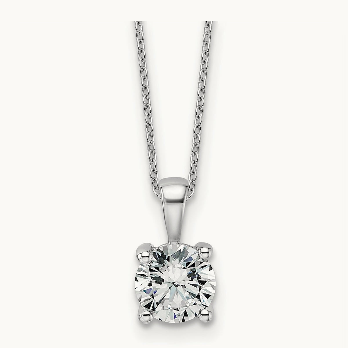 Four-Prong Pendant Necklace, 0.50-2.00 ct tw Lab-Grown Diamond — 1 1/2 ct, 14K White Gold