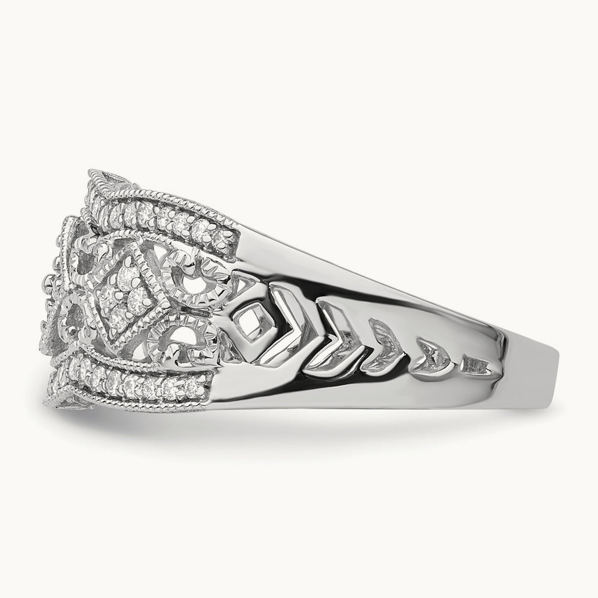 Diamond Vintage Ring, 14K White Gold