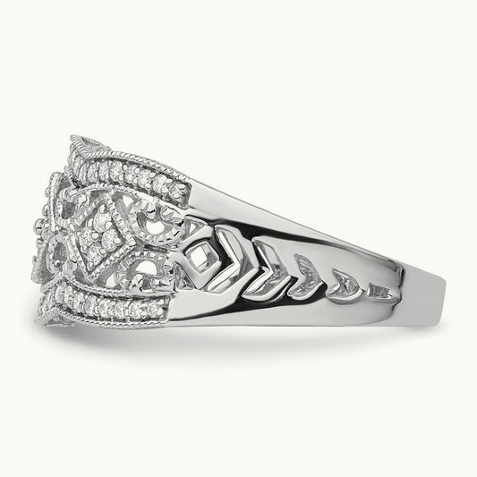 Diamond Vintage Ring, 14K White Gold