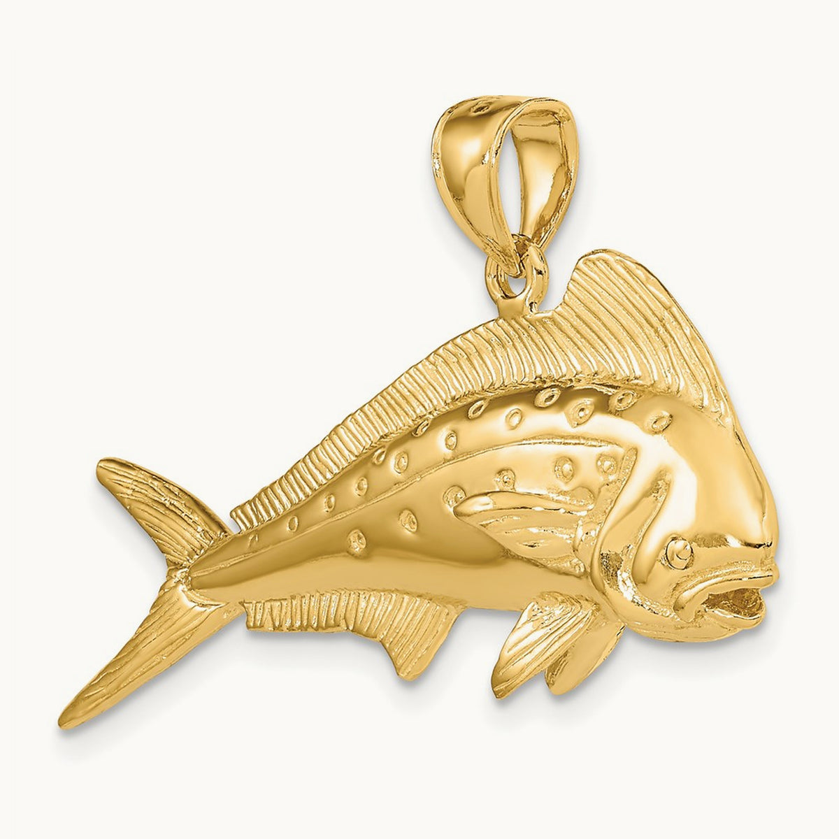 3-D Female Dorado (Mahi-Mahi) Charm, 14K