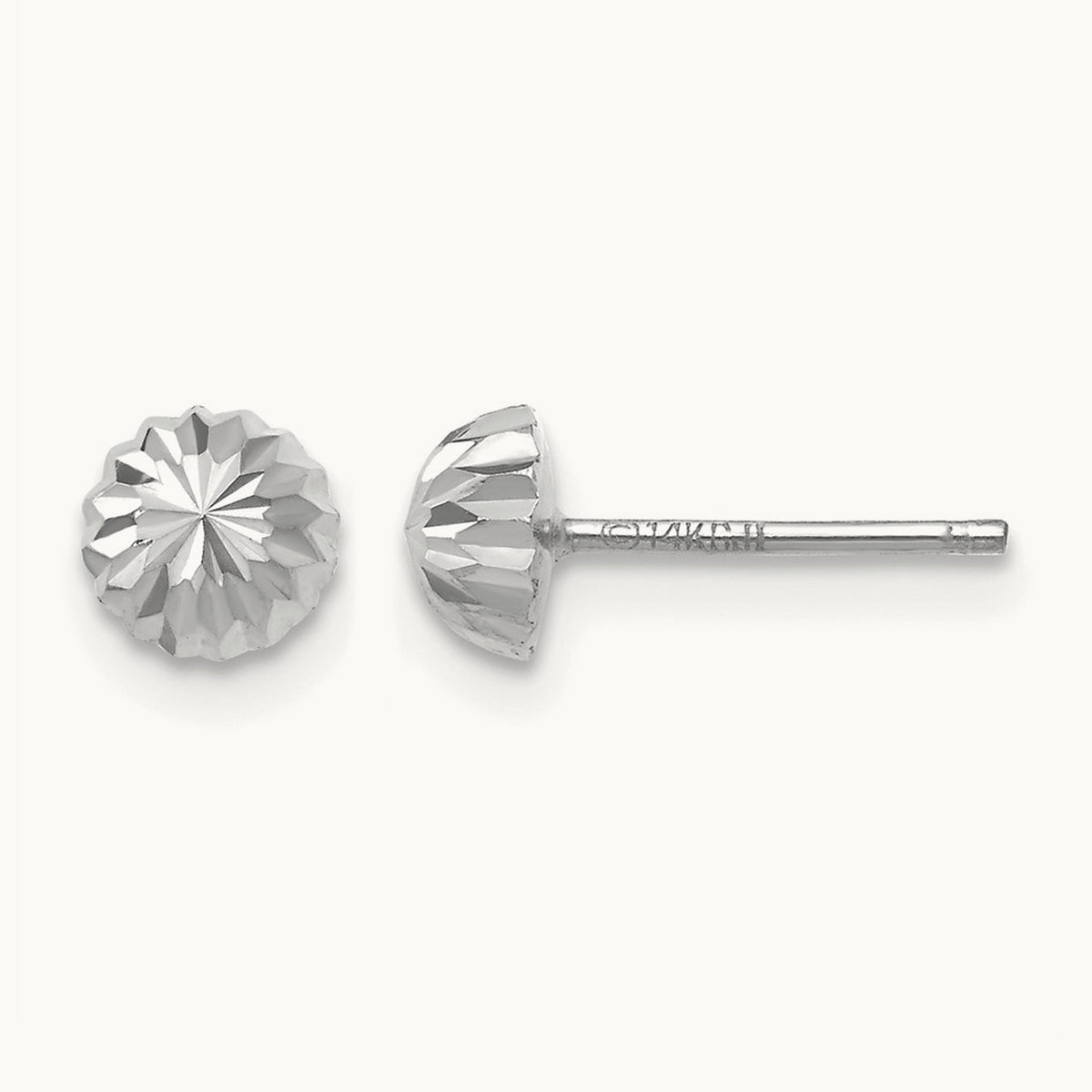 Polished & Diamond-Cut Half Ball Post Earrings — 5mm