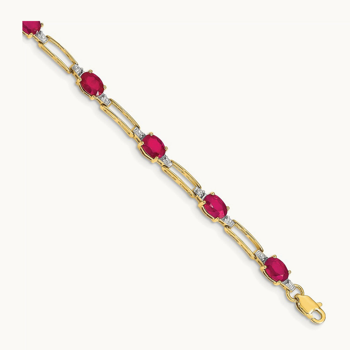 Diamond and Oval Ruby Bracelet, 14K