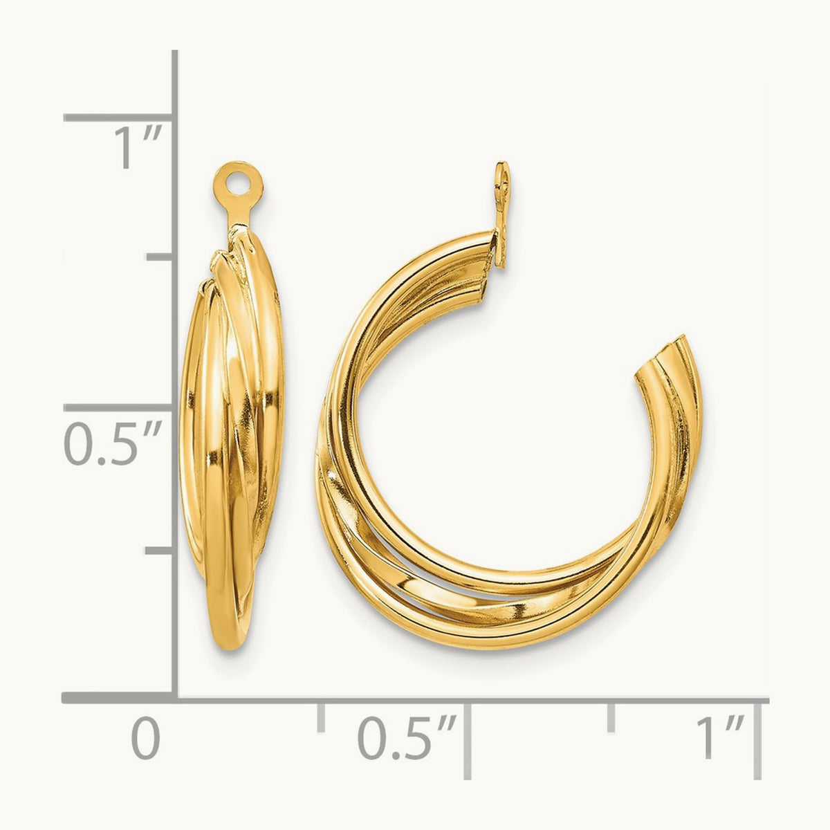 Polished Hoop Earring Jackets — 14K Yellow Gold