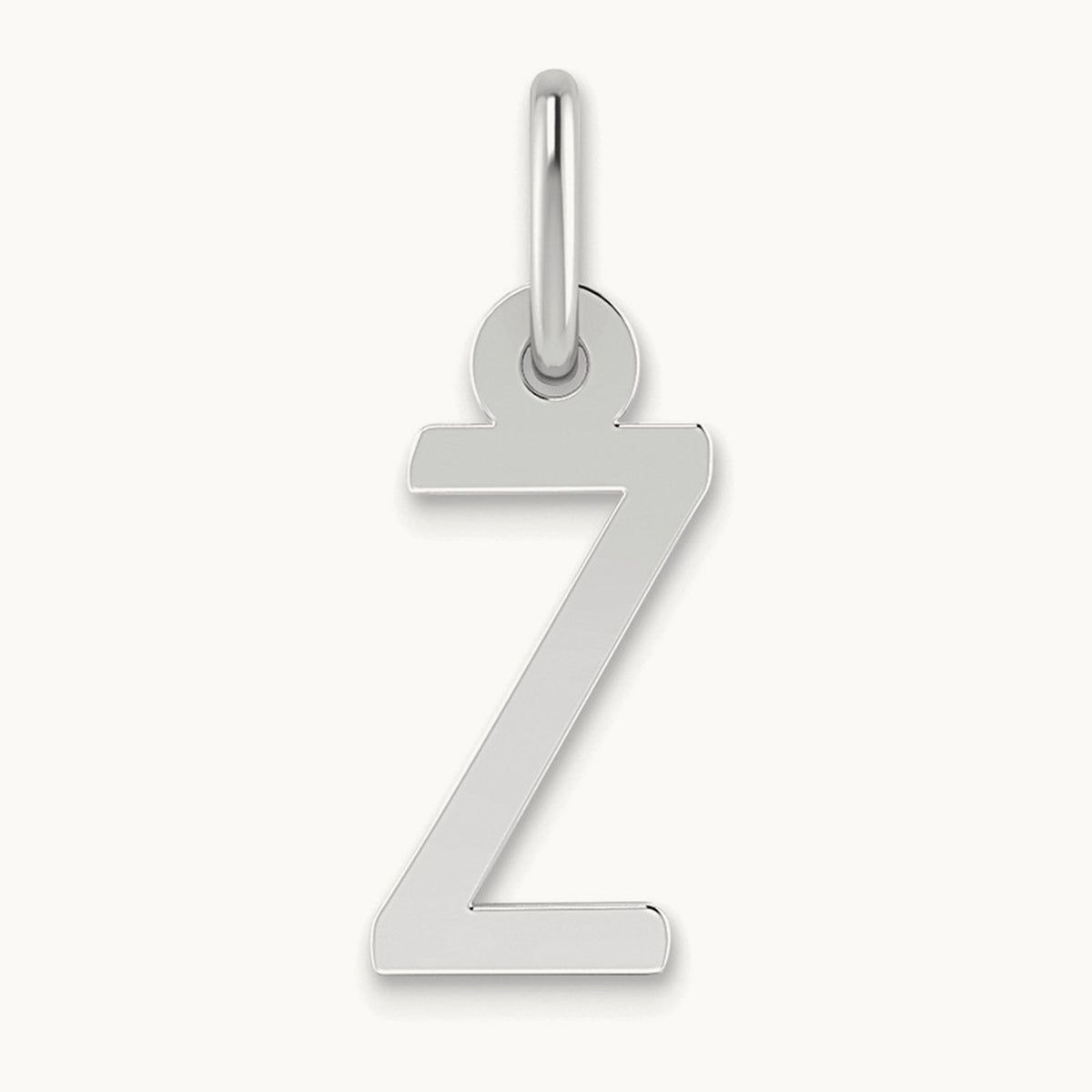 Small Slanted Block Initial Charm — 14K White Gold, Z