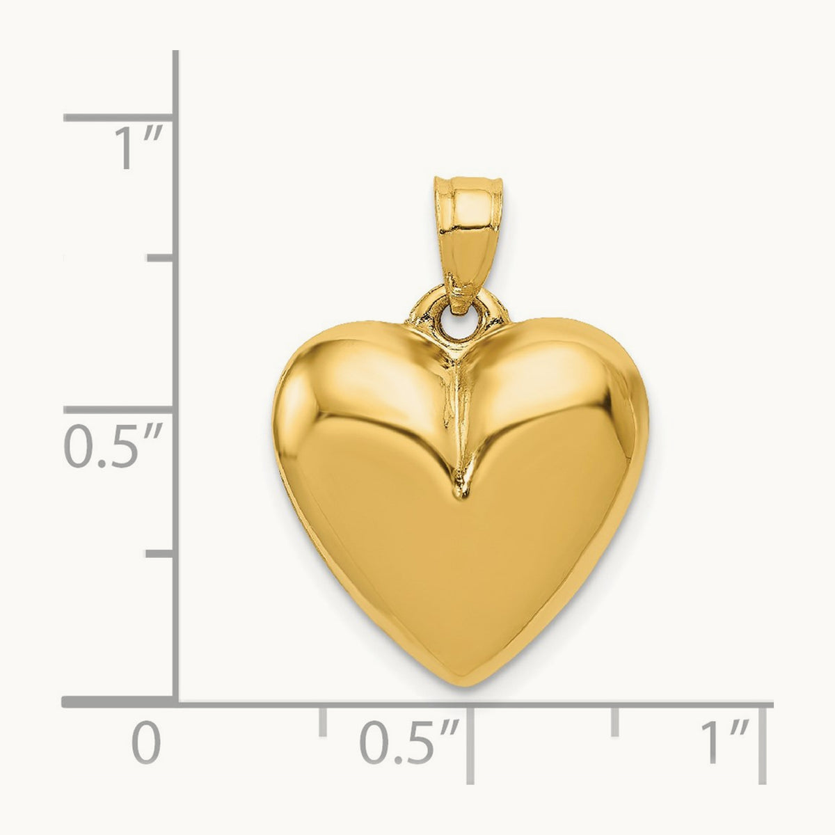 Polished 3-D Puffed Heart Pendant, 14K