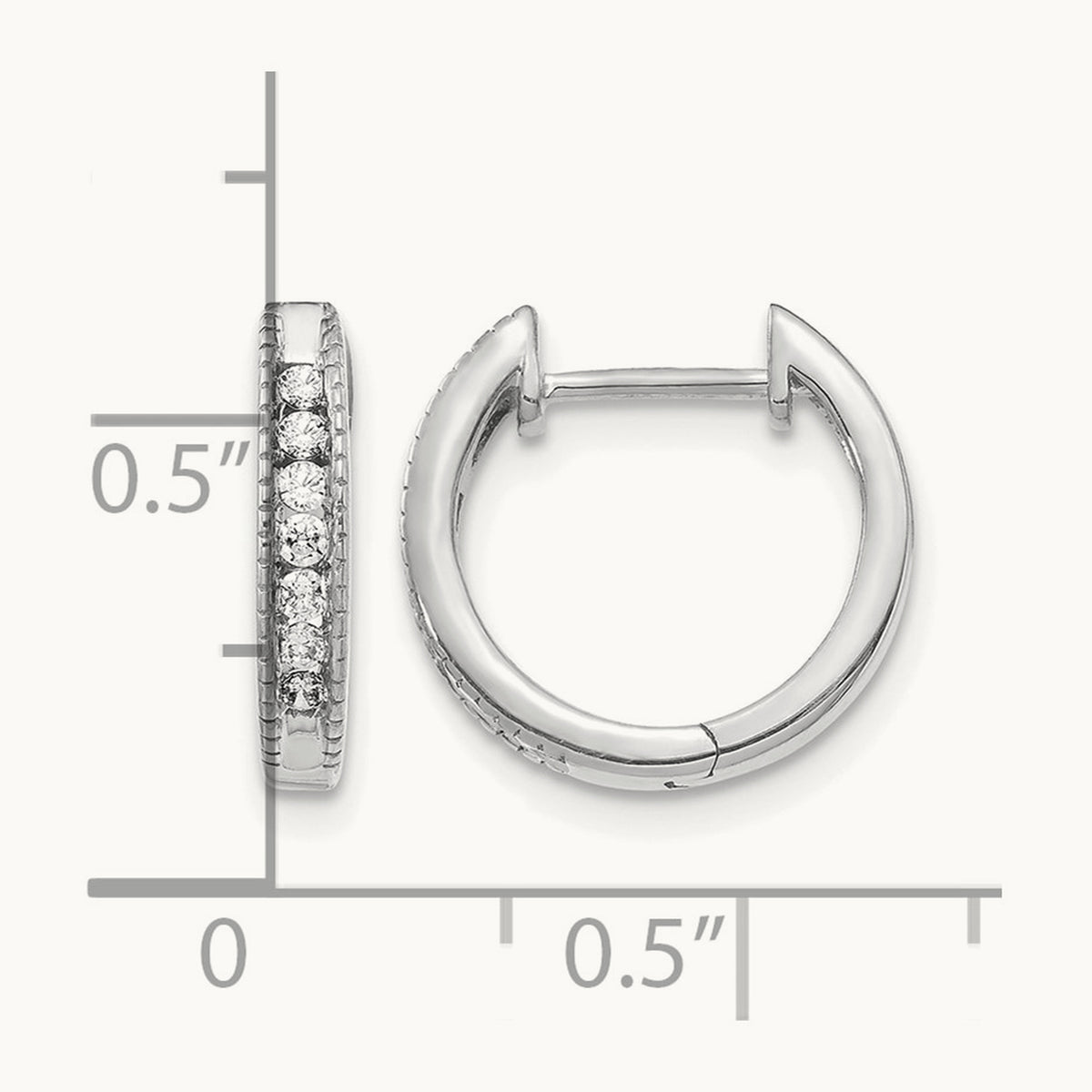 Hinged Hoop Earrings, 0.20 ct tw Lab-Grown Diamond — 14K White Gold