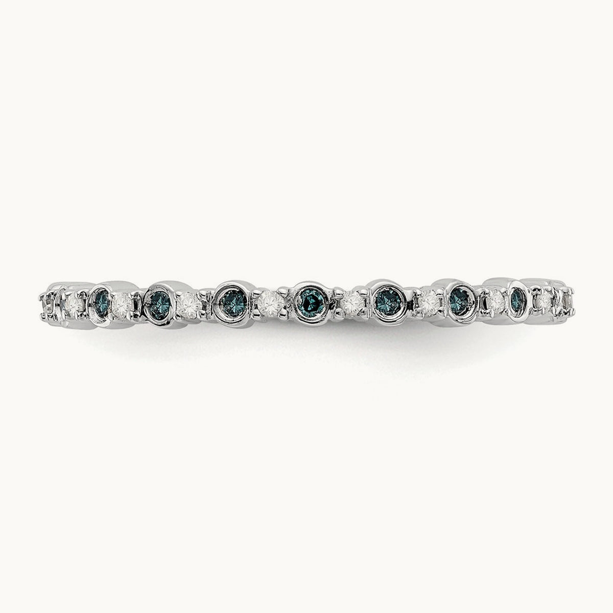 Blue and White Diamond Band, 14K White Gold