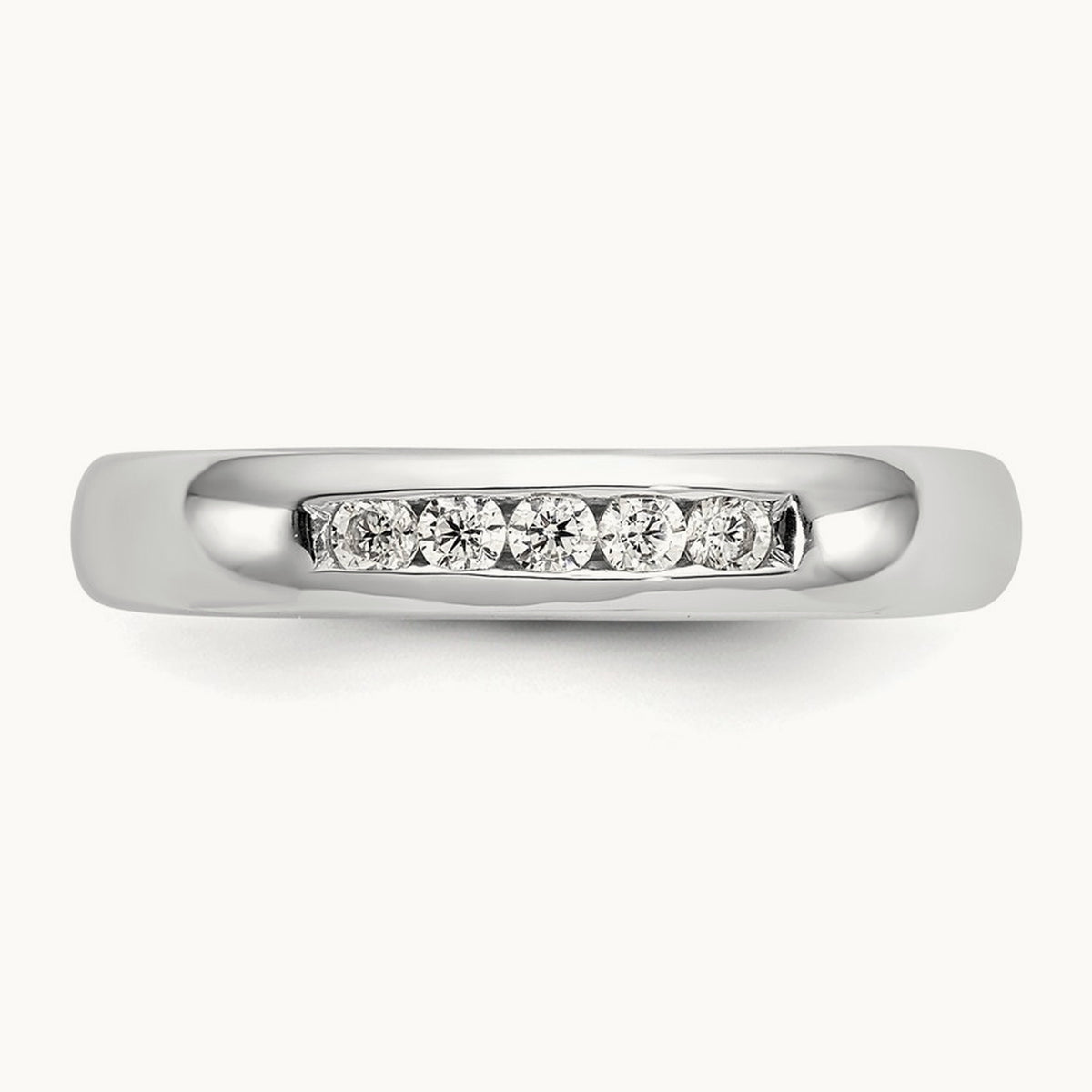 5-Stone Diamond Channel Band, 14K White Gold