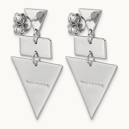 SS RH-plated Polish/Brushed Geometric Dangle Post Earrings — Leslie's