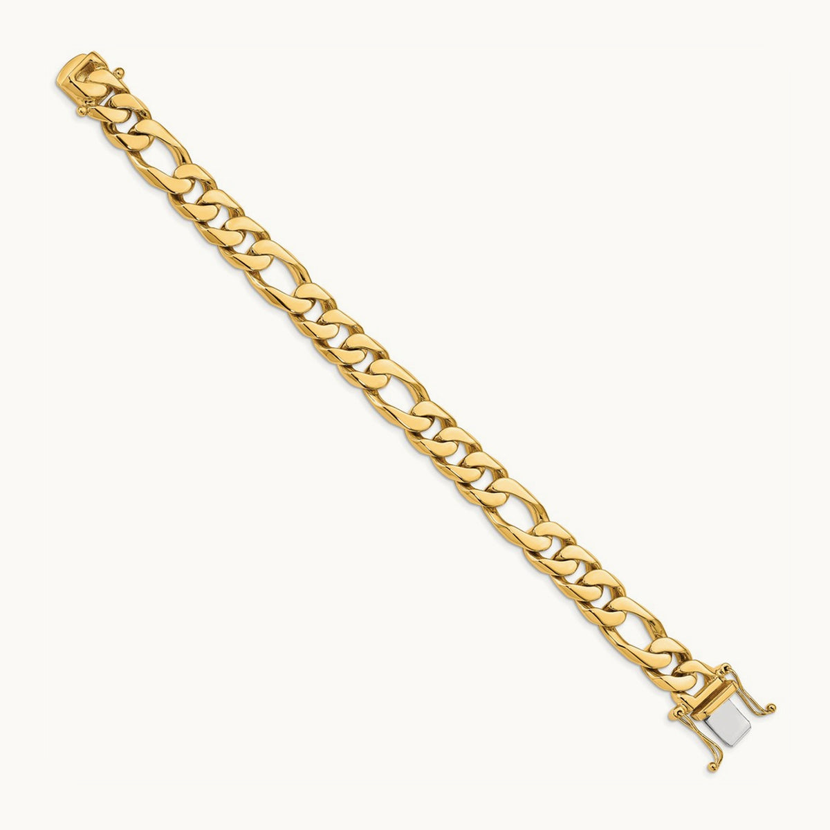 Hand-Polished Figaro Link Bracelet, 10mm, 14K