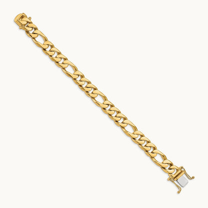 Hand-Polished Figaro Link Bracelet, 10mm, 14K