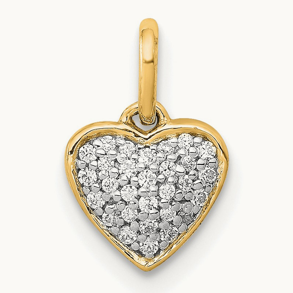Diamond Heart Pendant — 14K Yellow Gold, 12mm