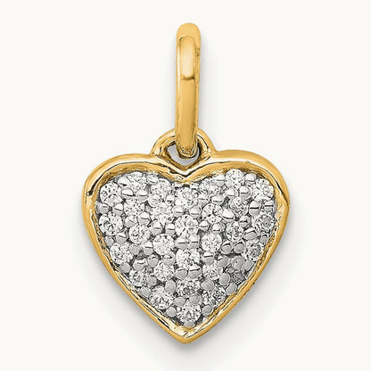 Diamond Heart Pendant — 14K Yellow Gold, 12mm