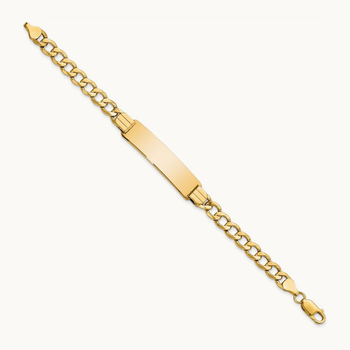 Semi-solid Curb Link ID Bracelet, 14K