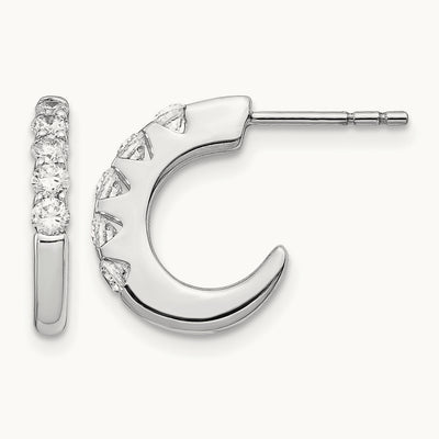 Diamond J-Hoop Post Earrings — photo set
