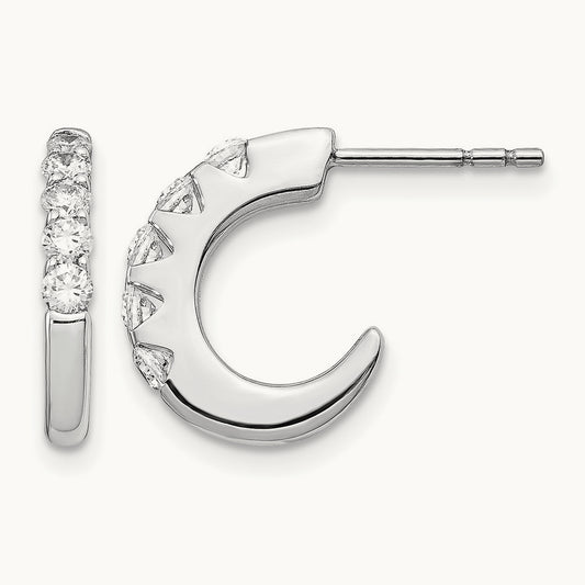 Diamond J-Hoop Post Earrings — photo set