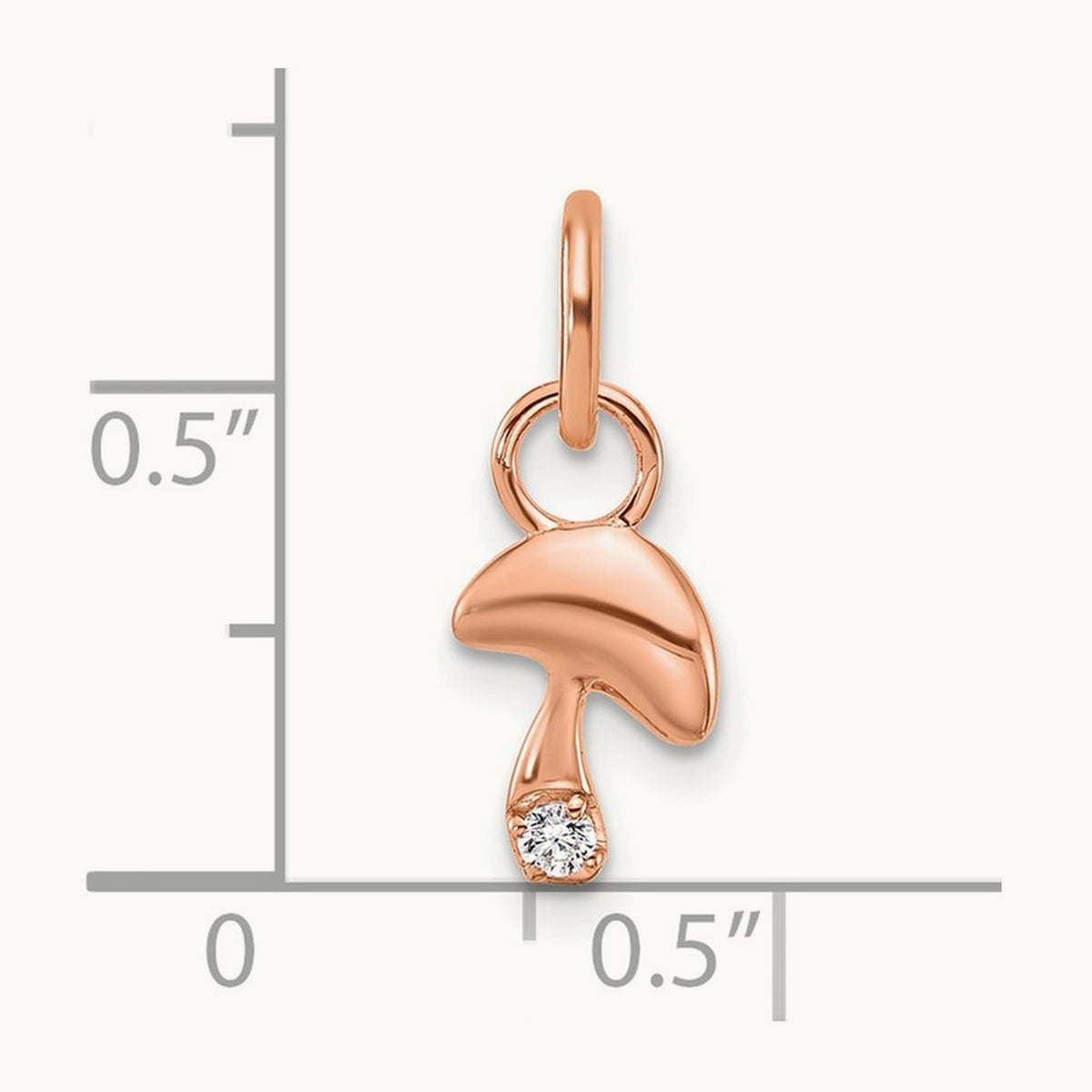 Polished Diamond Mushroom Charm, 14K Rose Gold