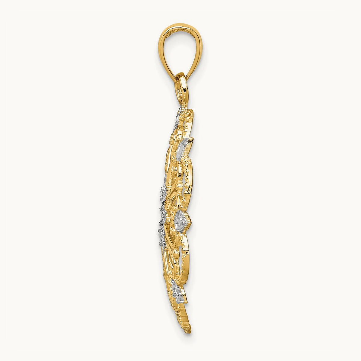 Starburst Pendant, 14K with Rhodium