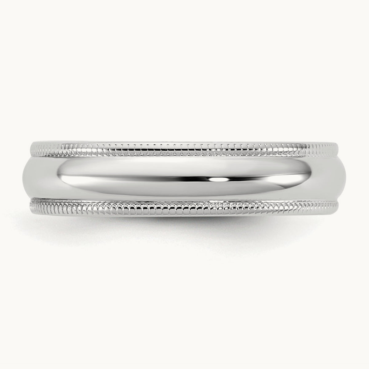 Lightweight Milgrain Half Round Band — 14K White Gold, 4.5mm