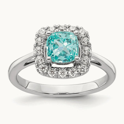 Created Paraiba Ring, 0.25 ct tw Lab-Grown Diamond