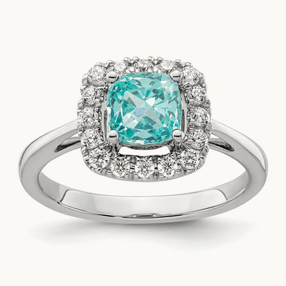 Created Paraiba Ring, 0.25 ct tw Lab-Grown Diamond
