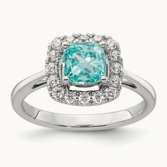 Created Paraiba Ring, 0.25 ct tw Lab-Grown Diamond