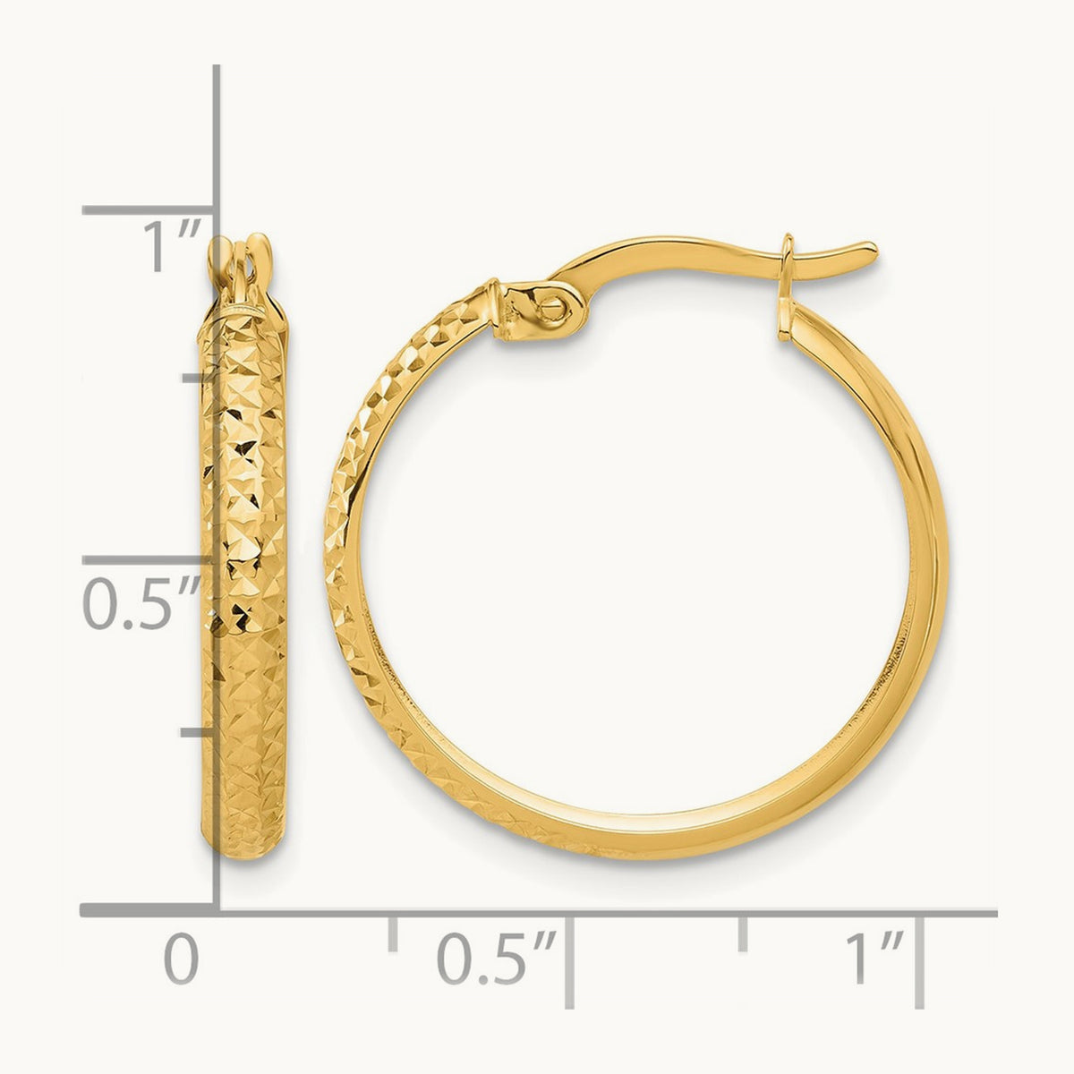 Polished and Diamond-cut Hoop Earrings — 23.5mm