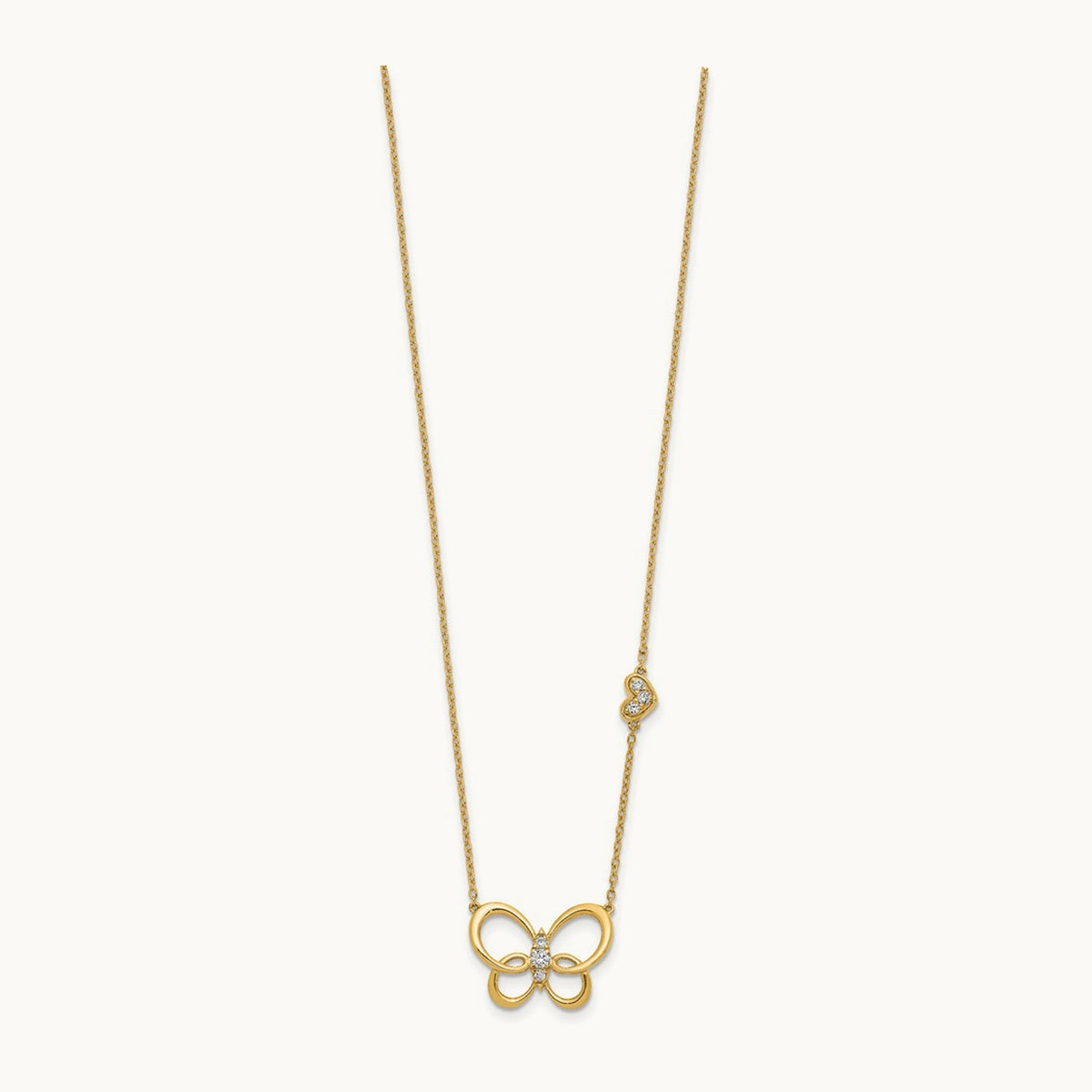Diamond Butterfly 18in Necklace, 14K