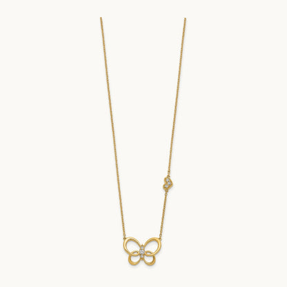 Diamond Butterfly 18in Necklace, 14K