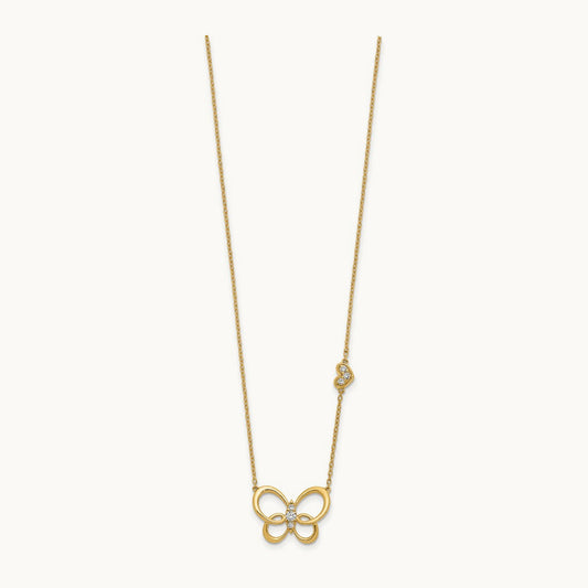Diamond Butterfly 18in Necklace, 14K