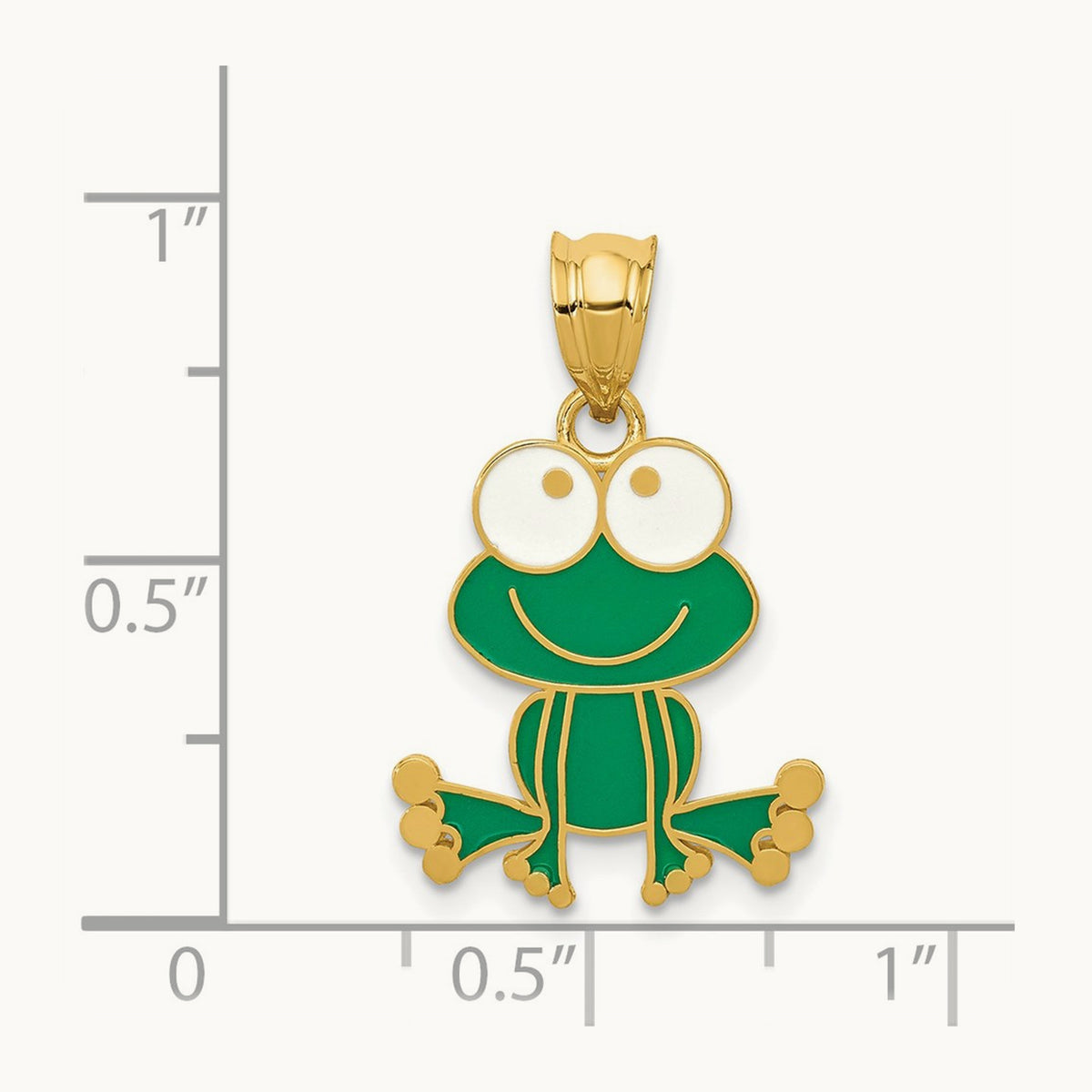 Green and White Enameled Frog, 14K