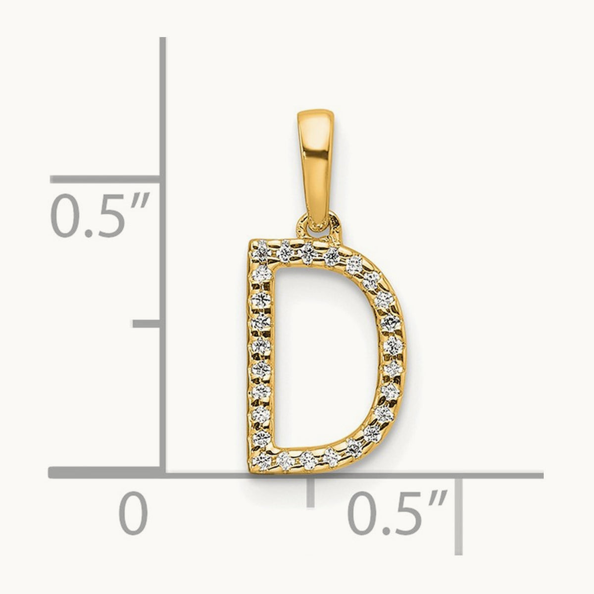 Diamond Letter D Initial Pendant, 14K