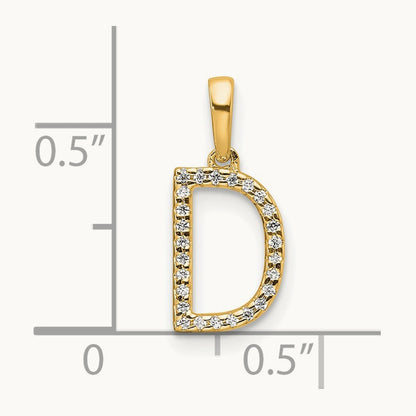Diamond Letter D Initial Pendant, 14K