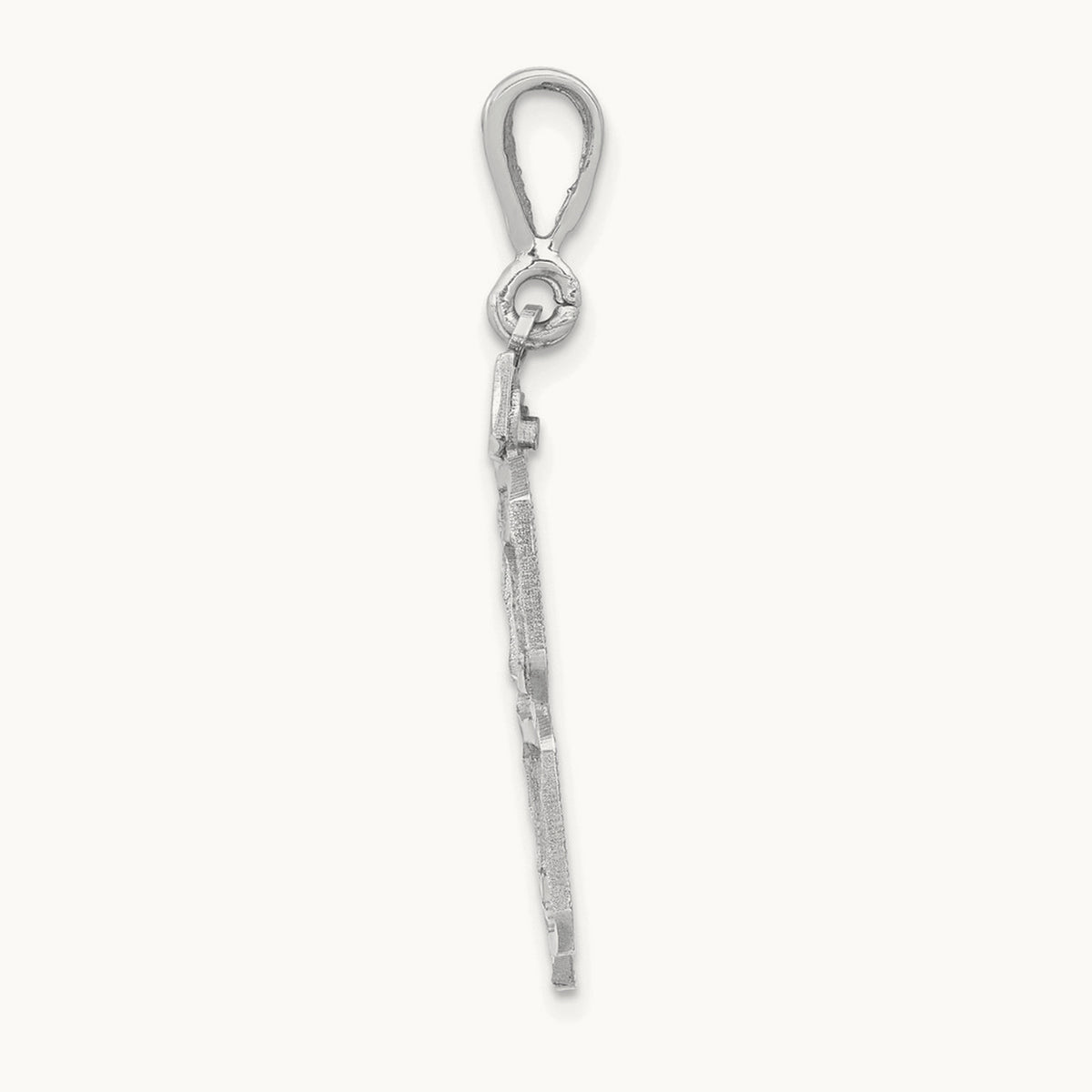 Small Brushed Diamond-cut Number 78 Charm, 14K White Gold