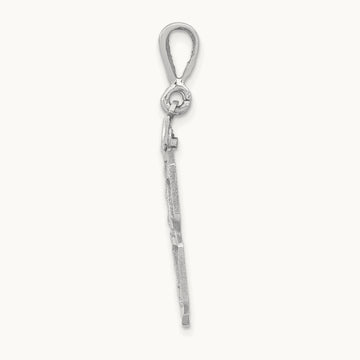 Small Brushed Diamond-cut Number 78 Charm, 14K White Gold