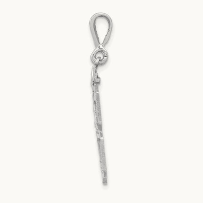 Small Brushed Diamond-cut Number 78 Charm, 14K White Gold