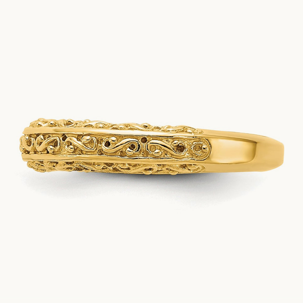 Filigree Wedding Band — 14K Yellow Gold
