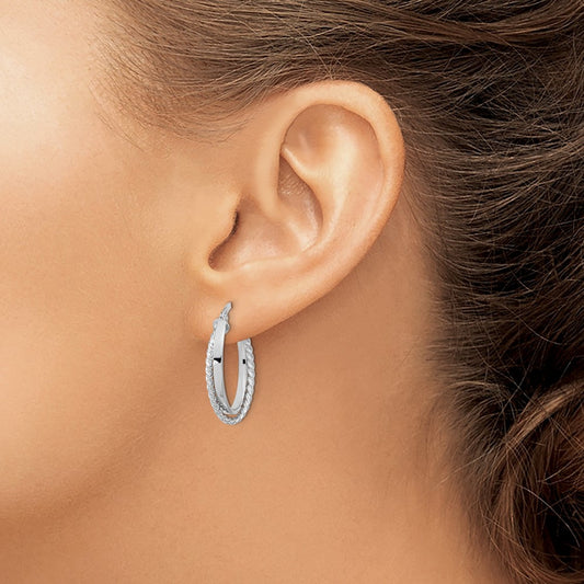 Polished and Textured Oval Hoop Earrings — photo set