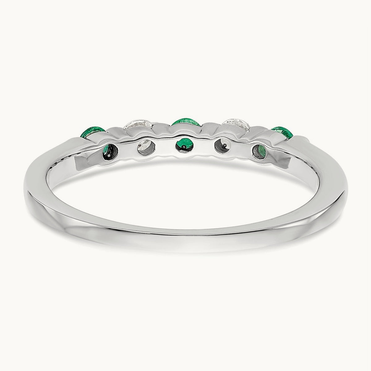Diamond w/Emerald Band, 14K White Gold