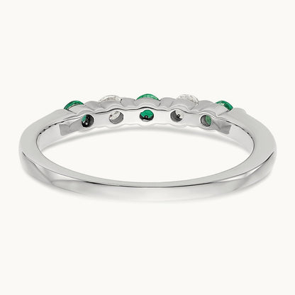 Diamond w/Emerald Band, 14K White Gold
