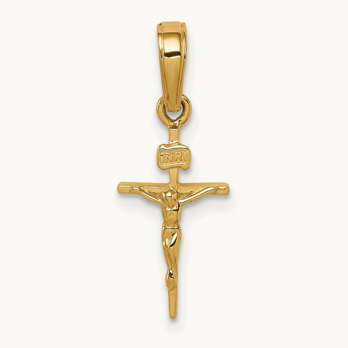 Small INRI Crucifix Pendant, 14K