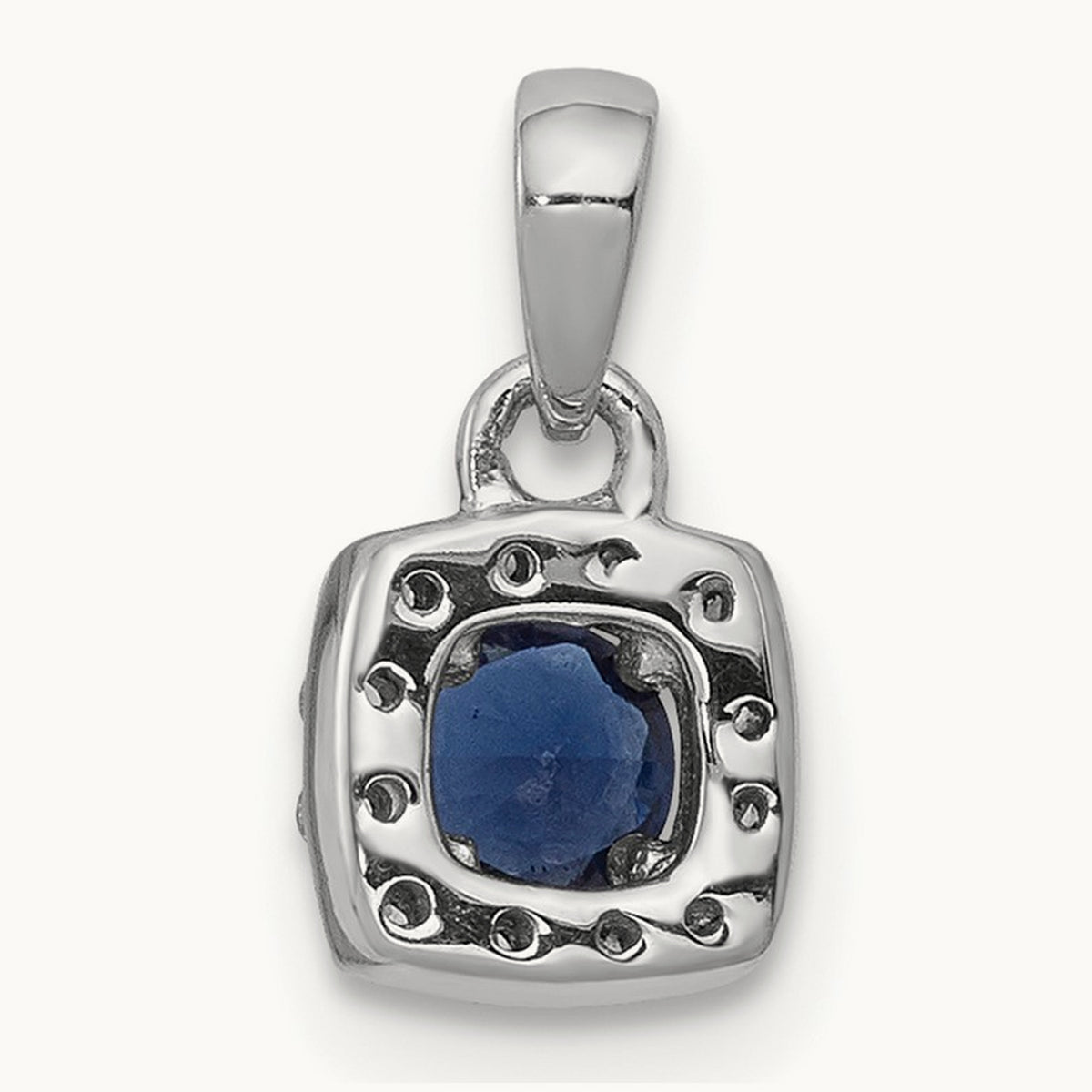 1/3ct. Blue/White Diamond Square Pendant, 14K White Gold