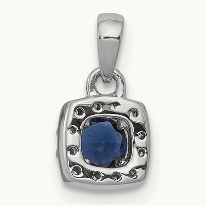 1/3ct. Blue/White Diamond Square Pendant, 14K White Gold