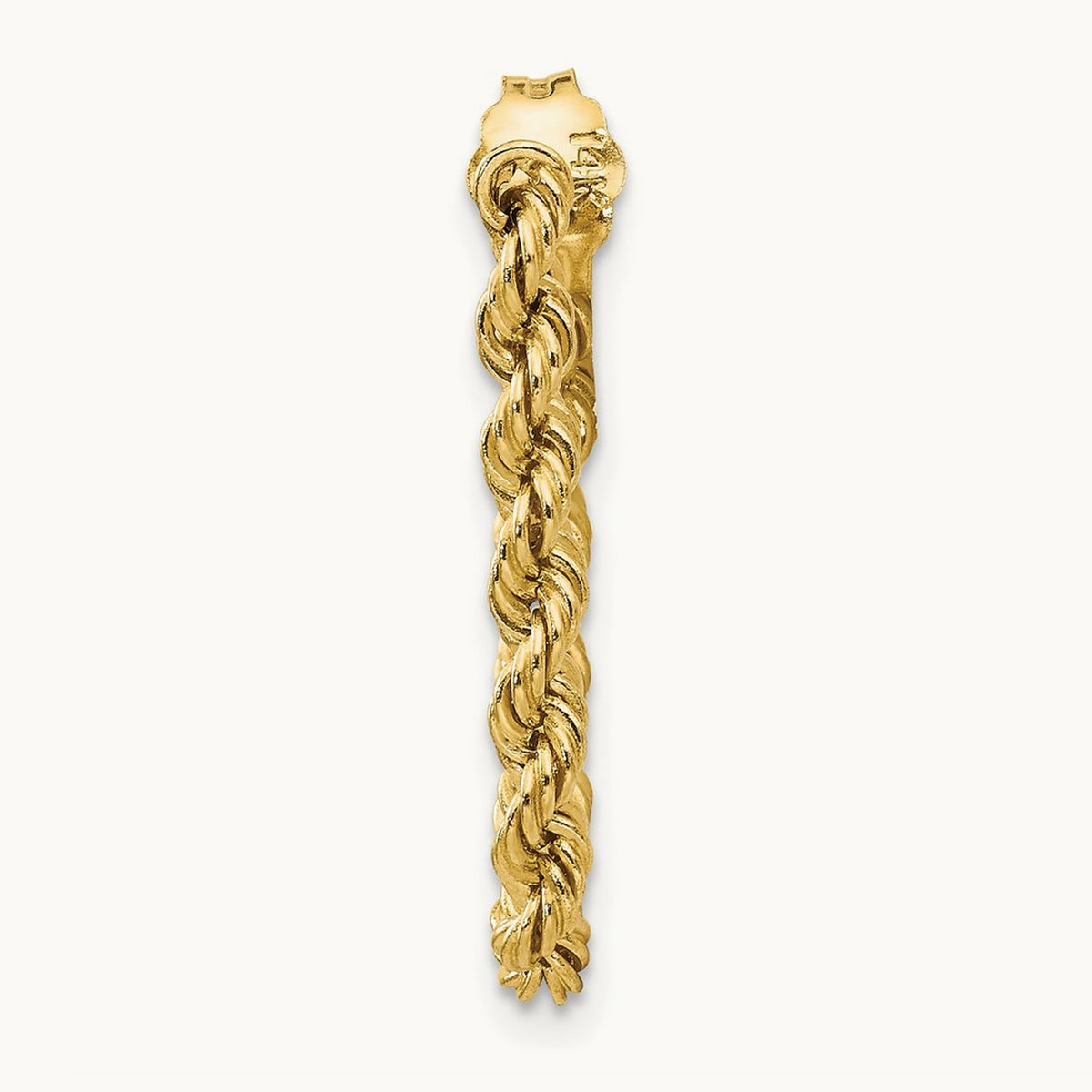 Single 14K Hollow Rope Earring