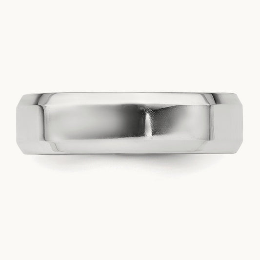 Rhodium-plated Bevel Edge Band — photo set