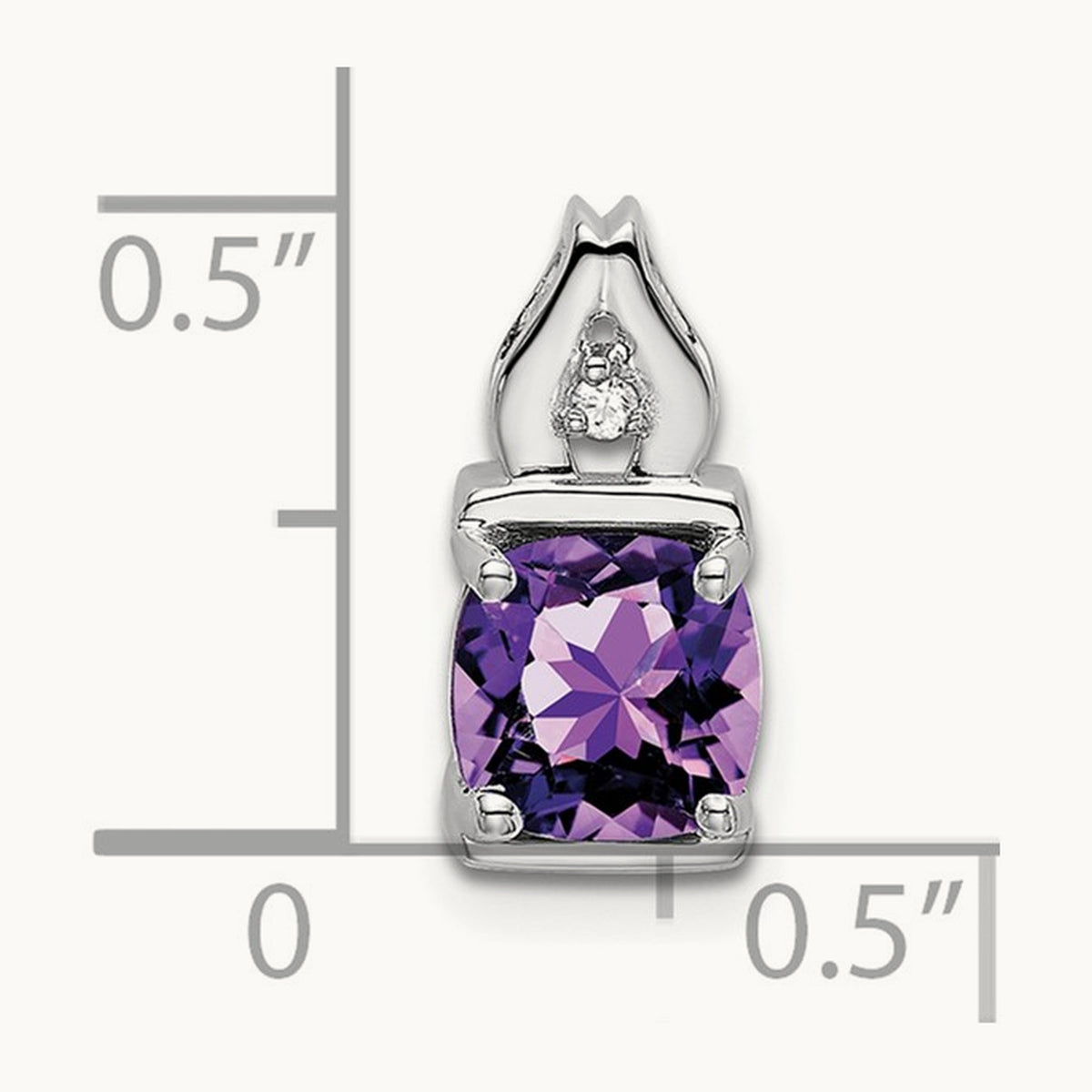 Amethyst and Diamond Pendant — 14K White Gold
